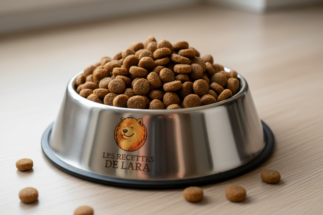 refait la meme chose mais des croquettes pour chien dans uen gamelle pour chien et tu utilise mon logo de la marque que j'ai 